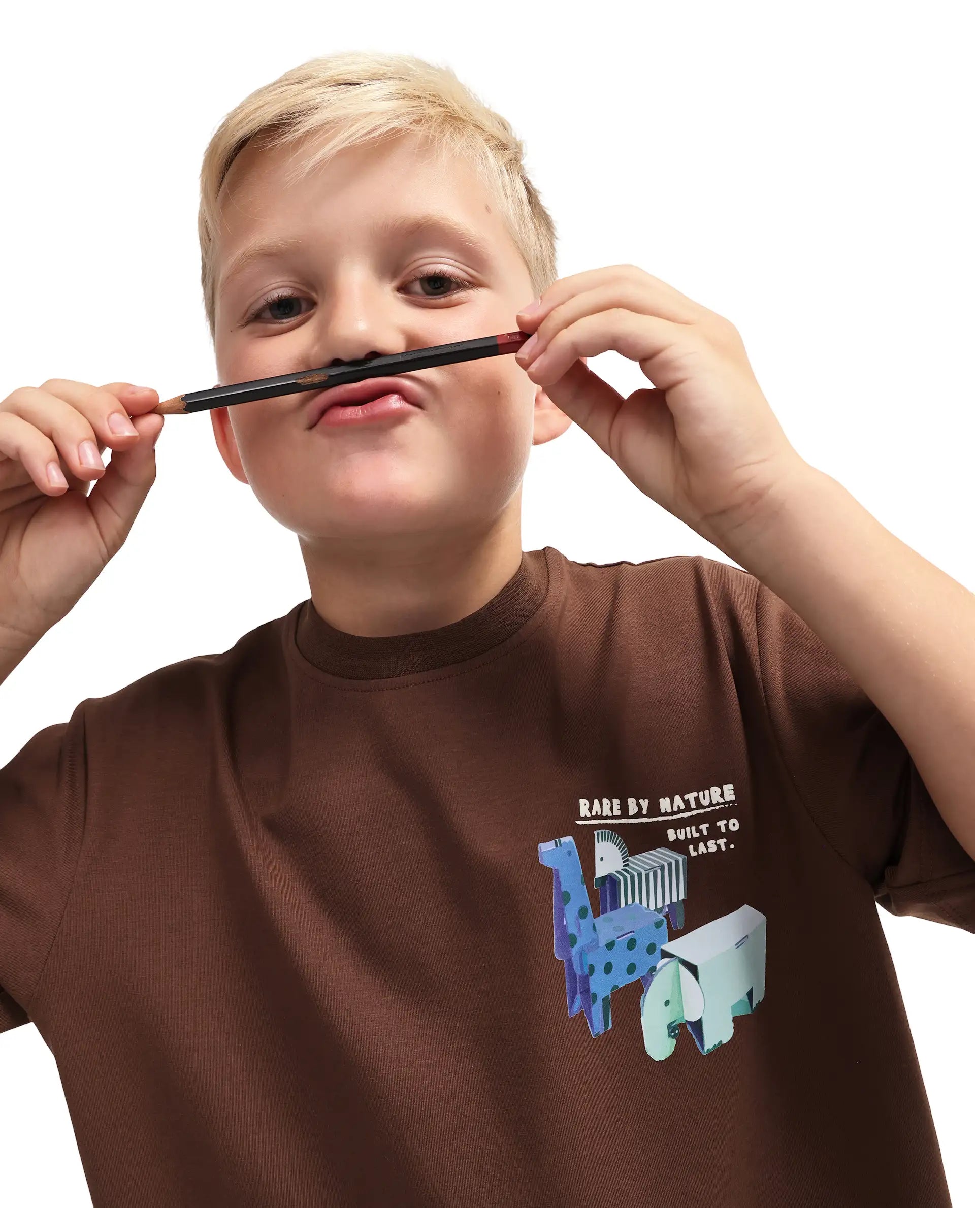Rare Ones Kids Oleg Brown Cotton Blend Pull-On Closure Puff Print Regular Fit T-Shirt