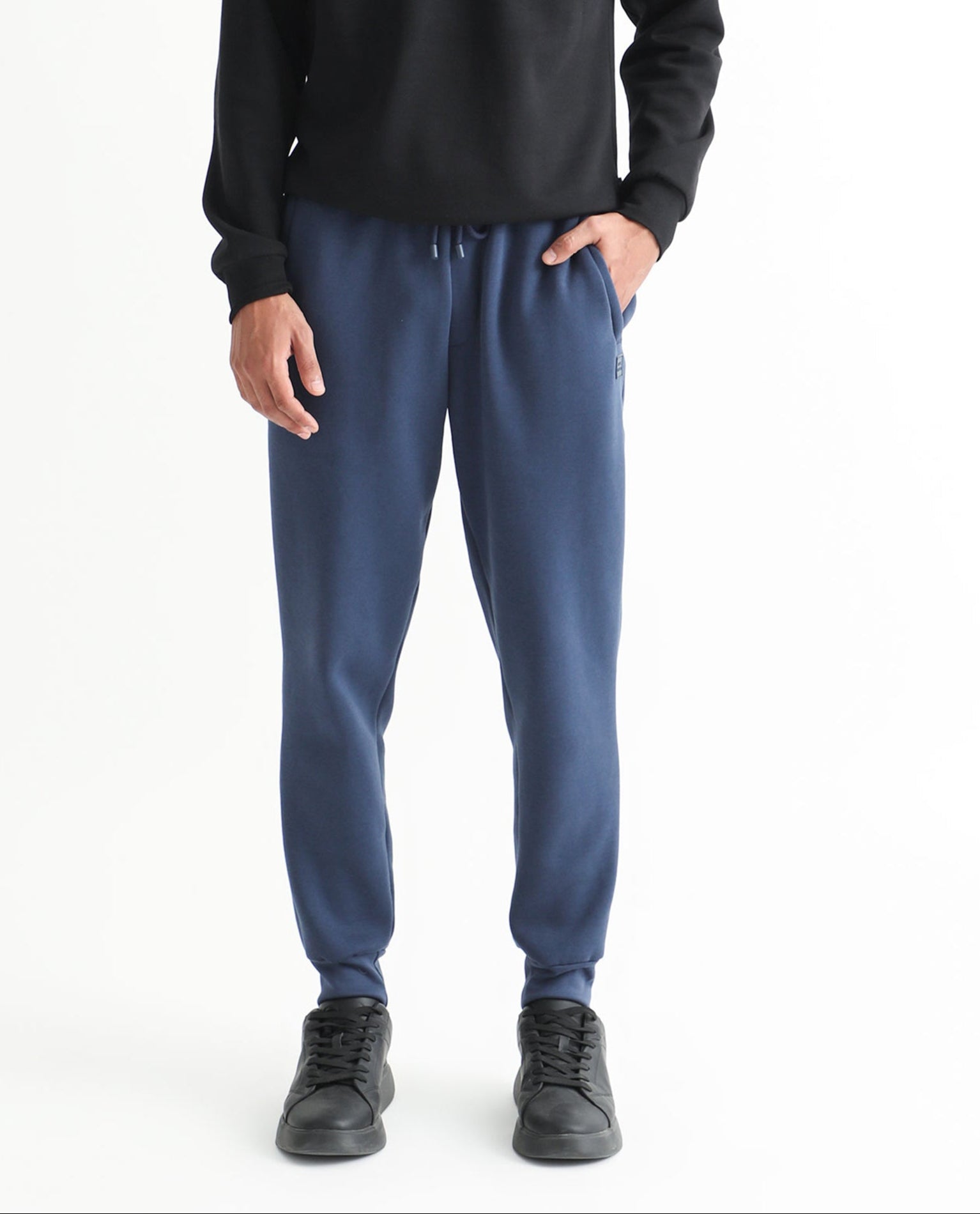 Rare Rabbit Men's Derry Dusky Blue Cotton Plain Regular Fit Joggers