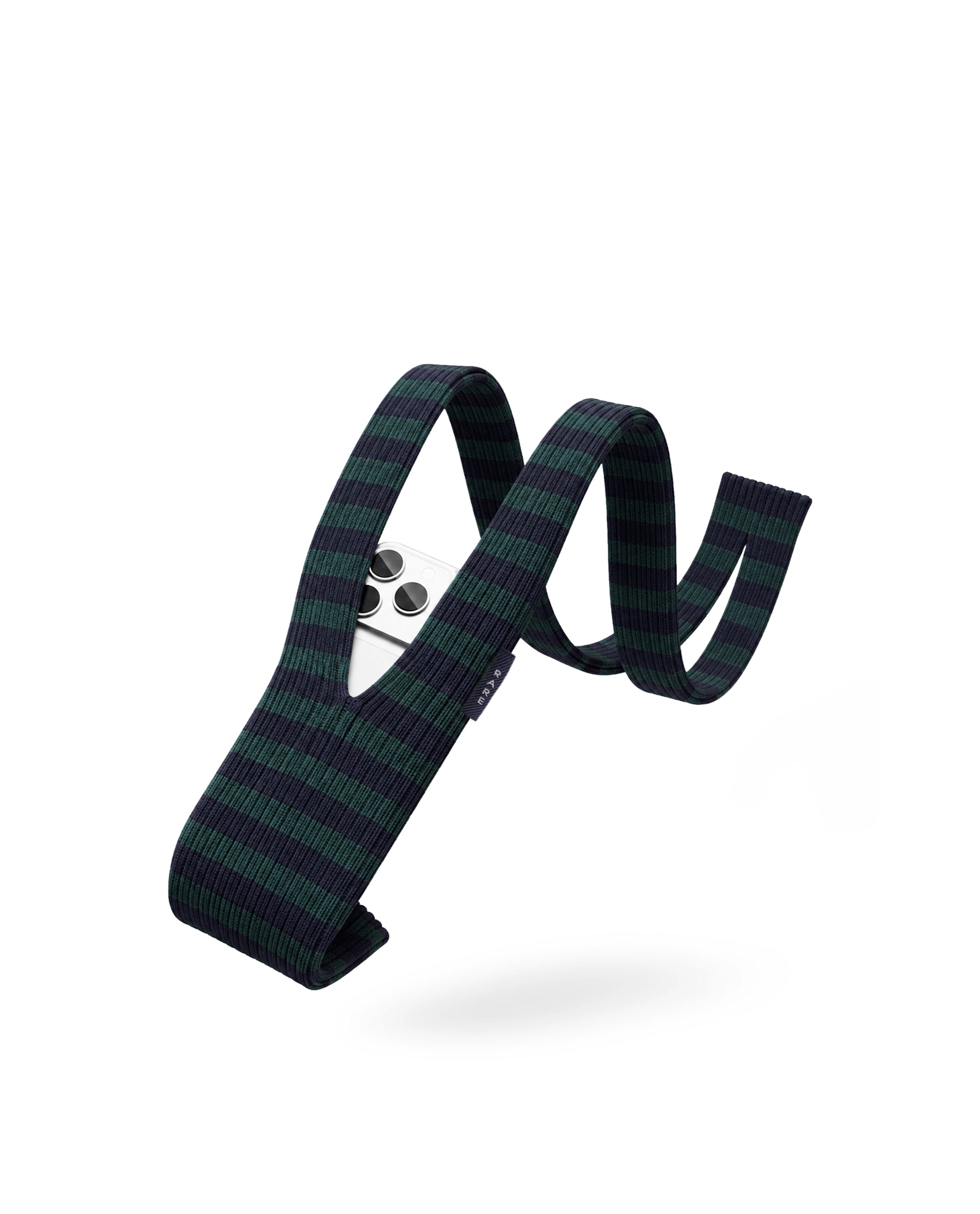 Rareism Women's Mobile Pouch Dark Green Polyester   Striped Mobile Pouches