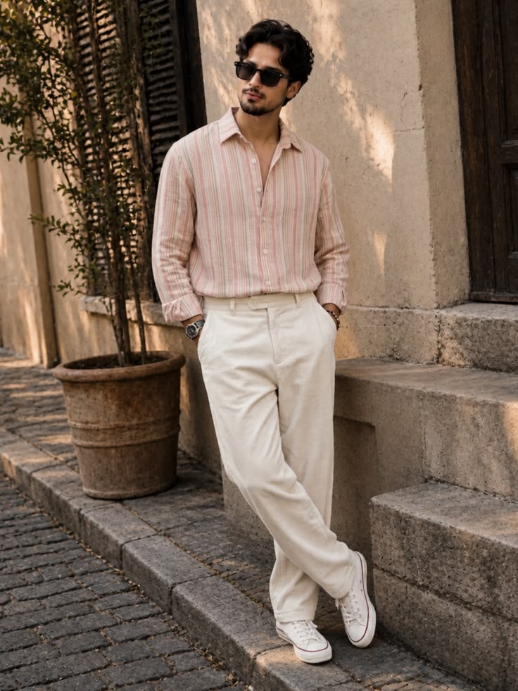 Cream Knit Open Collar Polo