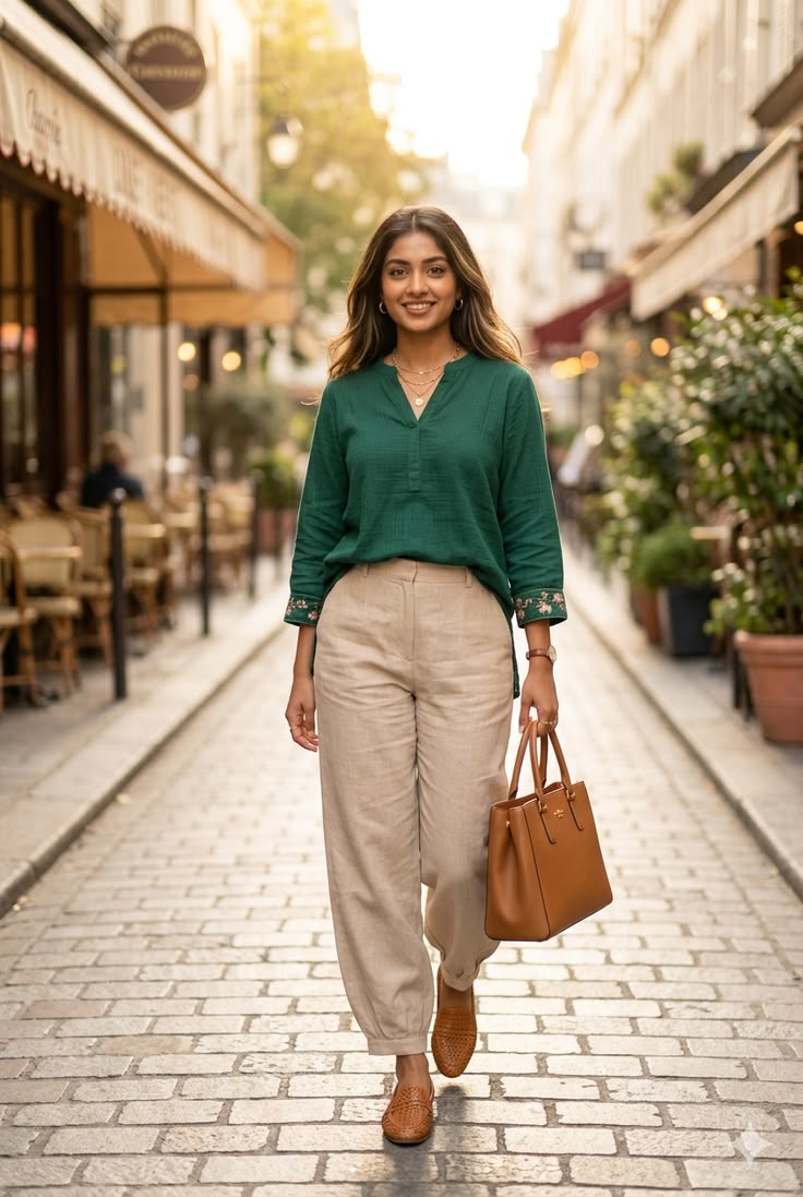Olive Wide-Leg Trousers
