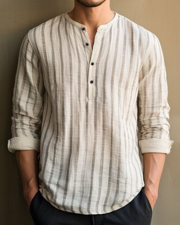 Stone Grey Linen Henley