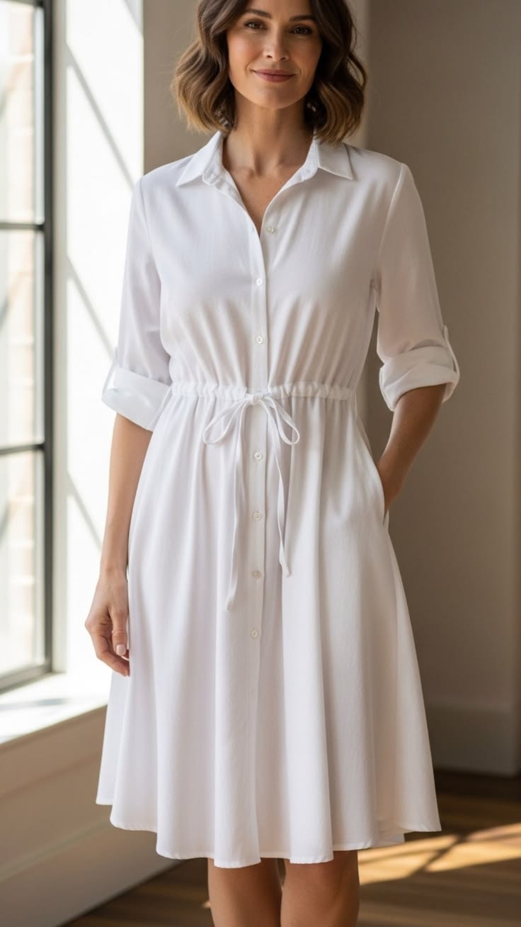White Linen Shirt Dress